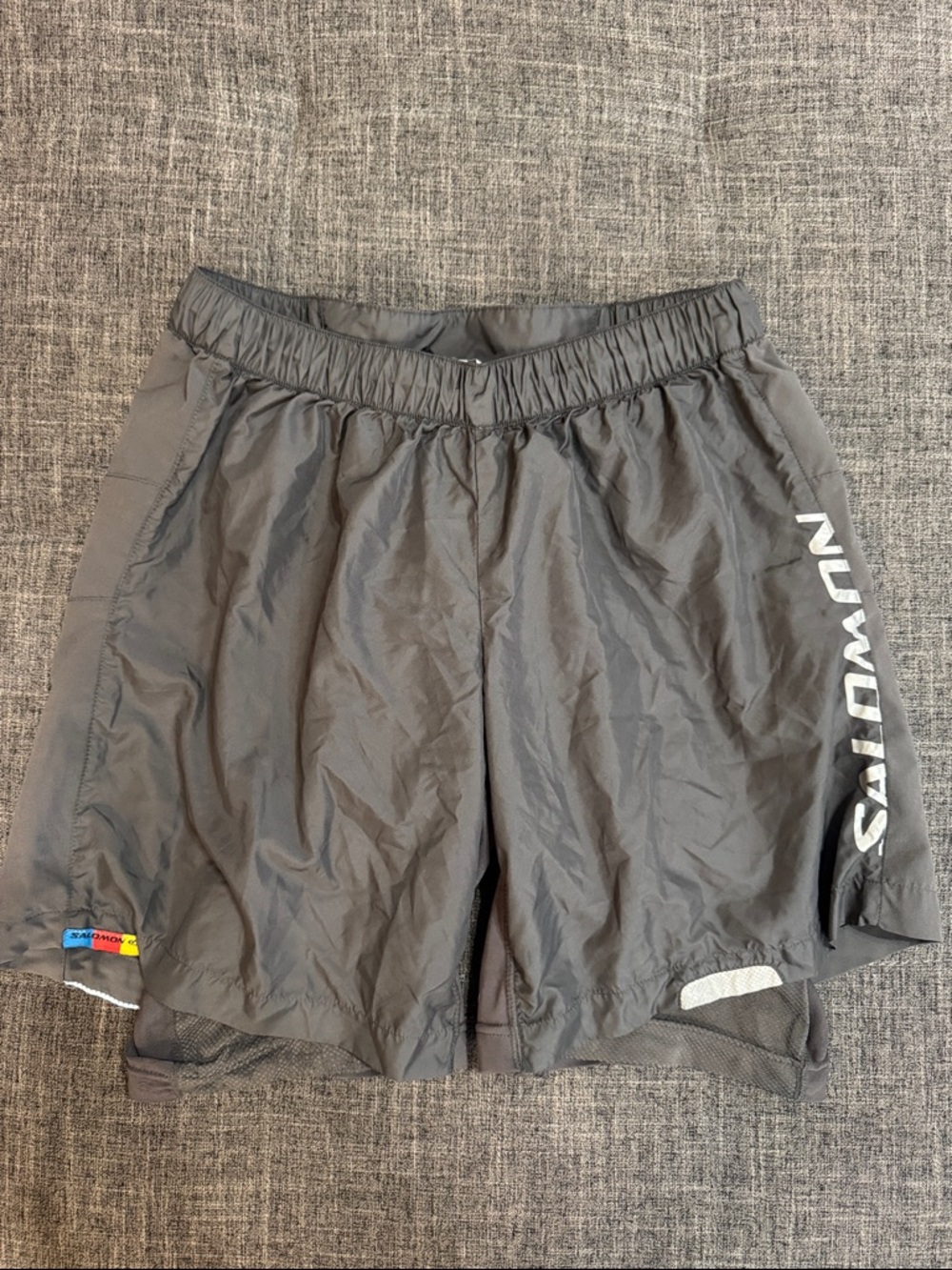 Salomon Running Shorts Large Built In Liner Gray Lightweight Trail Training